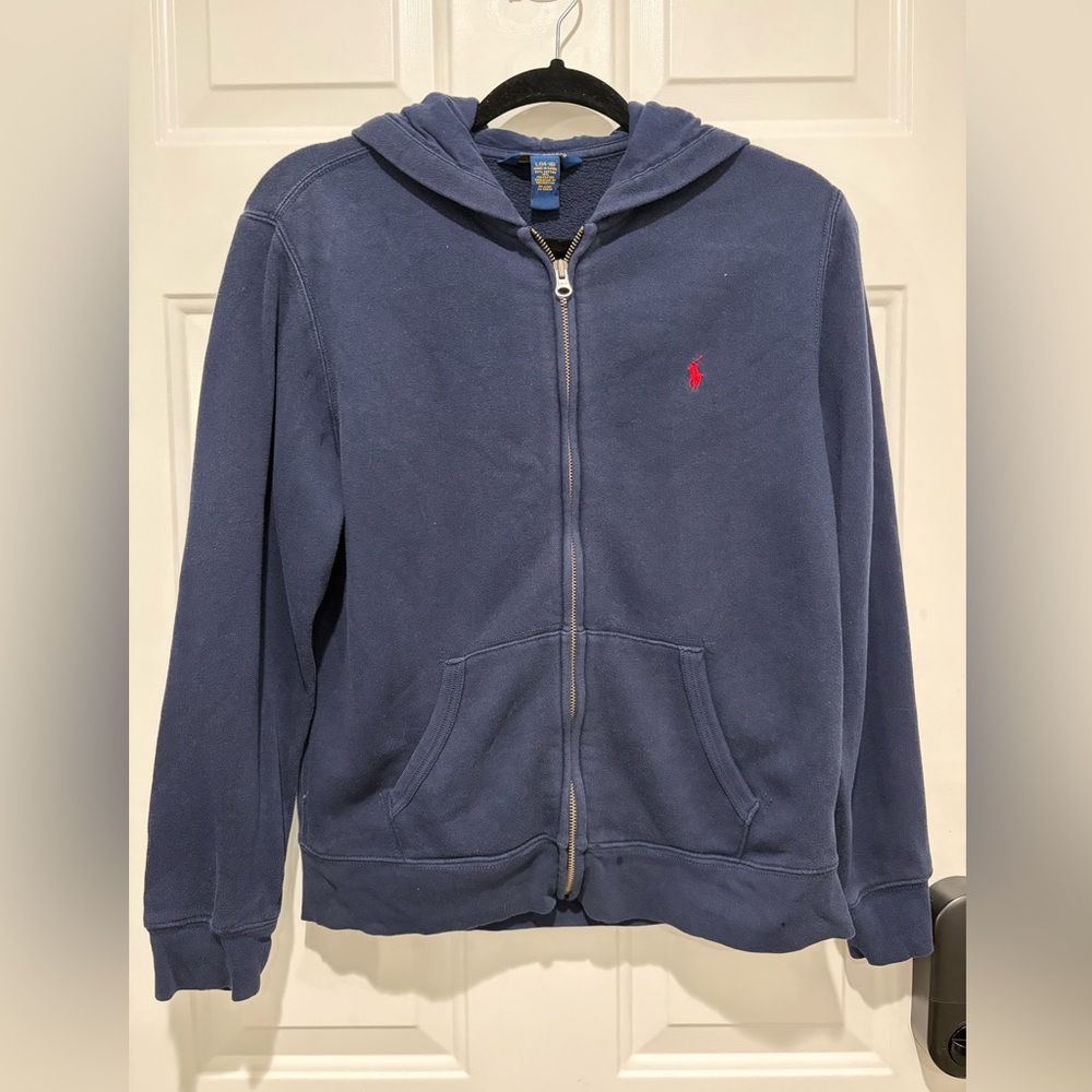 Polo by Ralph Lauren Boy/Girl Navy Blue Zip Up Hoodie, Large